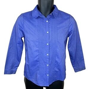 Size 14 Boys Lands End Blue Button Down Shirt Dress Shirt